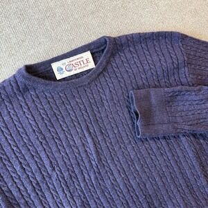 Castle of Ireland Cable Knit Sweater Women's 18 (44) Purple 100% Wool‎